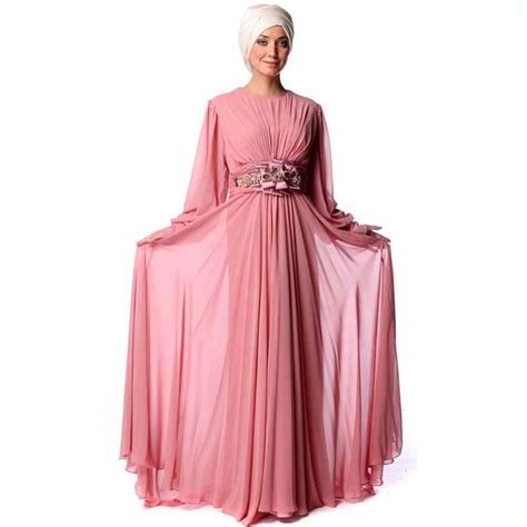 Buy Pink Muslim Evening Dress Hijab Flower Crystal