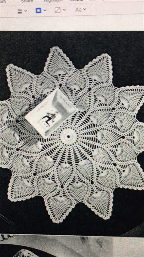 Vintage Crochet Pattern To Make Pineapple Design Doily Centerpiece Mat