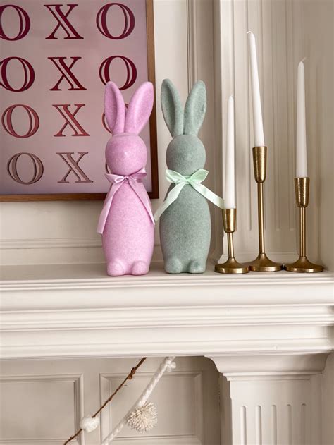 Adorable Flocked Bunnies For Easter Decor