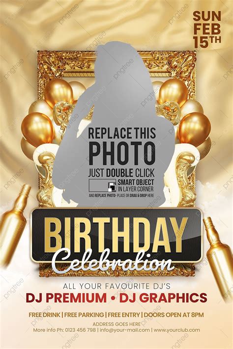 Modern Gold Birthday Celebration Flyer Template Template Download On Pngtree