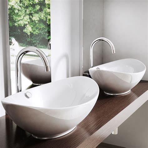 Bathroom Ceramic Oval White Basin Countertop Wash Bowl Range And Waste