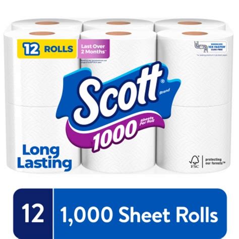 Scott 1000 1 Ply Toilet Paper, 12 rolls - Harris Teeter