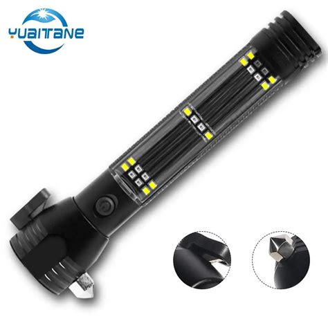 USB Led Flashlight Built in 18650 Battery Power Bank Flashlight Solar ...