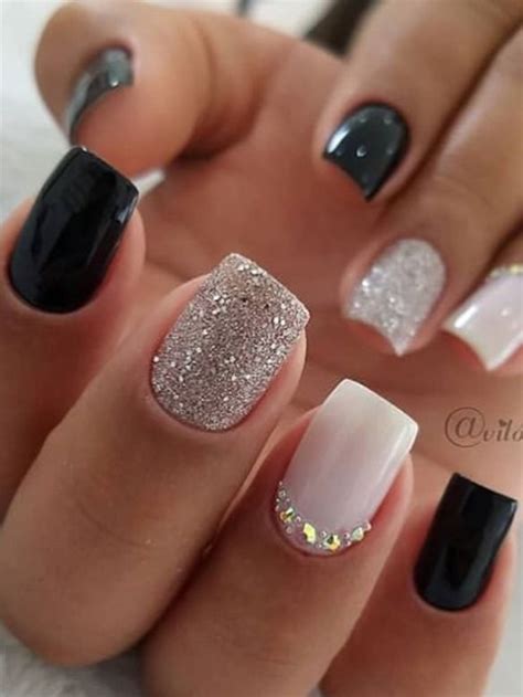 50 Most Beautiful Black Nails For 2023 Stylish Belles Glitter Gel