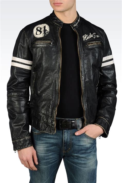 Leather Biker Jacket With Vintage Ride Free Print Leather Jackets Men