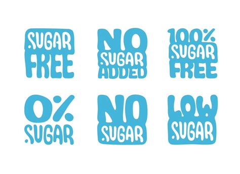 Sugar Free No Added 100 Percent Low Sugar Isolated Logo Templates