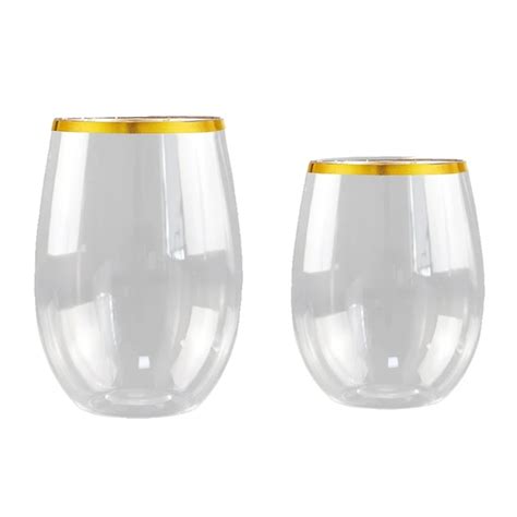 12 16oz Unbreakable Stemless Plastic Wine Champagne Glasses Reusable