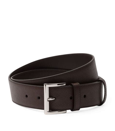 Mens Prada Brown Saffiano Leather Belt Harrods UK