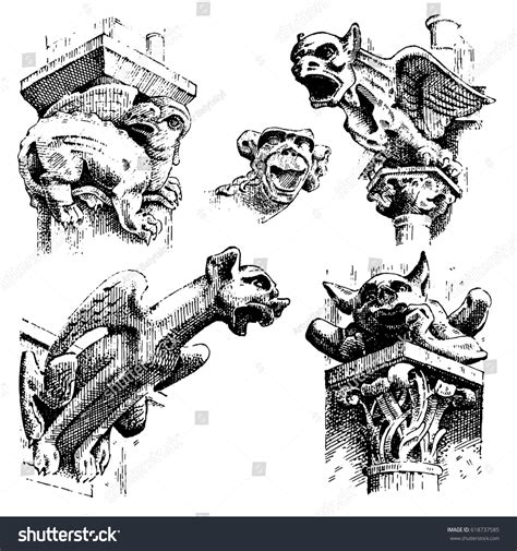 161 Notre dame gargoyles Stock Illustrations, Images & Vectors ...