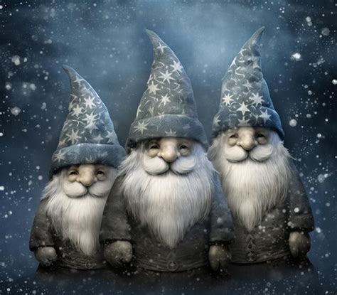 Premium Photo Three Gnomes With Hats And Beards Are Standing In The