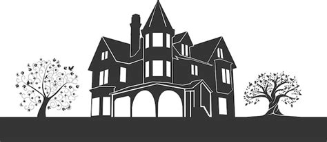 Premium Vector | Landscape silhouette house with tree vector graphic