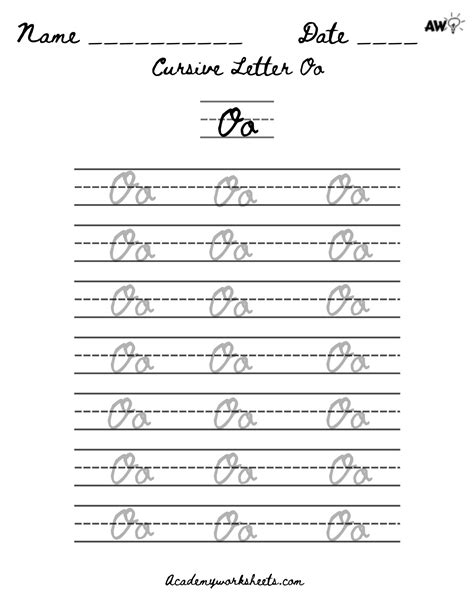 Learn Cursive O In 7 Easy Steps Academy Worksheets