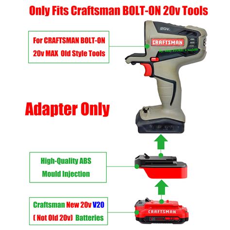 1x Adapter Fits Craftsman V20 New 20v Battery To Bolt On 20v Max Old