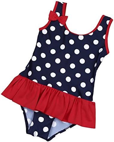 TiaoBug Baby Mädchen Einteiler Badeanzug UV Schutz Bikini Polka Dots Bade Bekleidung