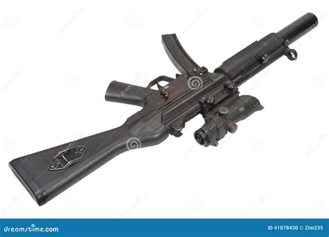 UZI Submachine Gun With Silencer Isolated On White Background Royalty ...