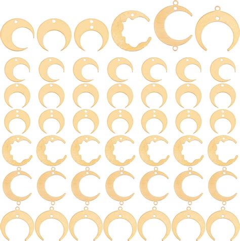 Amazon PH PandaHall 72Pcs 6 Style Moon Connector Charms Brass