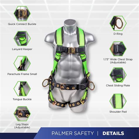 Buy Palmer Safety Hammerhead Pt Safety Harness Back Padded Qcb Chest