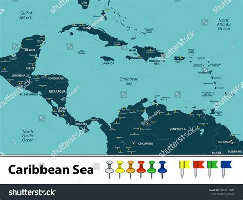 Vector Map Caribbean Sea Countries Big Stock Vector (Royalty Free ...