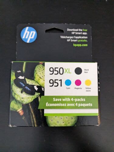 HP 950XL 951 Ink Cartridge Black Cyan Magenta Yellow Pack 4 NEW