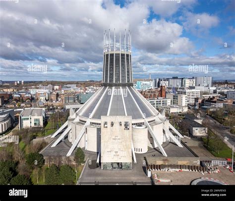 Aerial View Of Liverpool Metropolitan Cathedral Merseyside England