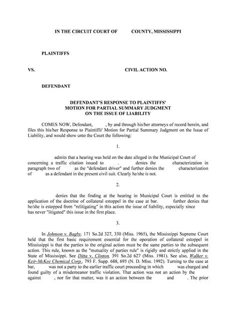 Defendant S Response To Plaintiffs Form Fill Out And Sign Printable