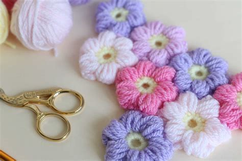 Puff Flower Free Pattern Weave Crochet