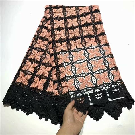 2019 Latest African Lace Fabric With Stone Embroidered Design Cord Lace