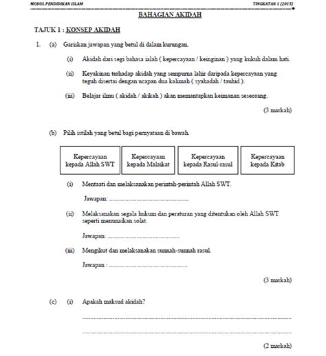 Modul Latihan Topikal Pt Pendidikan Islam Lengkap Dengan Jawapan