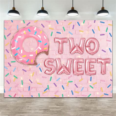 Buy Ticuenicoa 7×5ft Donut Two Sweet Backdrop Glitter Pink Brick Wall Girls 2nd Birthday Party