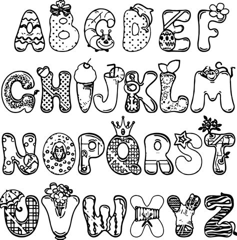 Cartoon Alphabet Set Coloring Page - Wecoloringpage.com