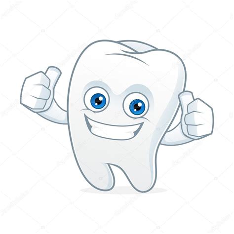 Tooth Cartoon Mascot Gives Thumbs Up Stock Vector Bamztoon