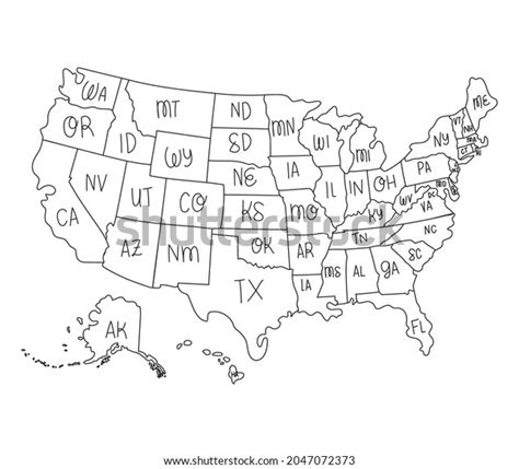 Usa Map Line States Stock Vector (Royalty Free) 2047072373 | Shutterstock