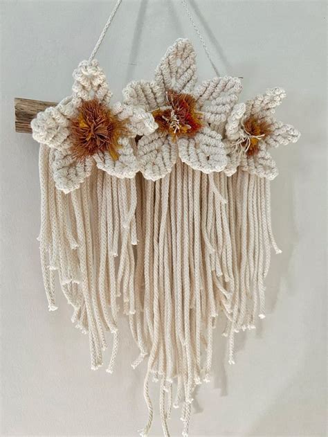 Pretty Macrame Flowers Wall Hanging For Neutral Interior Hygge Nursery