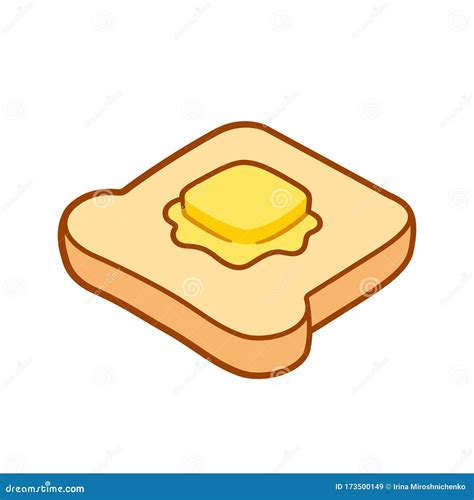 Slice Of Buttered Bread And Knife Solid Icon Dairy Products Concept