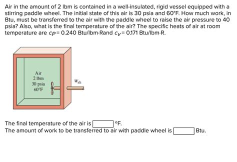 Solved Air In The Amount Of Lbm Is Contained In A Chegg