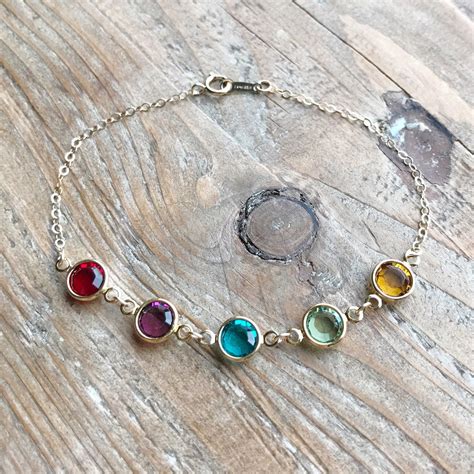 K Gold Filled Swarovski Birthstone Bracelet Personalized Etsy