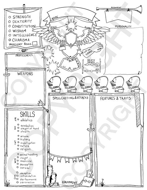 Dungeons And Dragons 5th Edition Paladin Illustrated Class Theme Character Sheet Dnd 5e Etsy