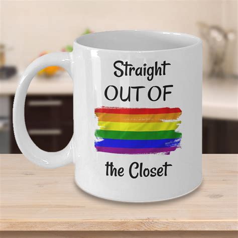 Lgbt Coffee Mug Straight Out Of The Closet Funny Gay Etsy