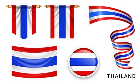 Premium Vector Various Thailand Flags Set Isolated