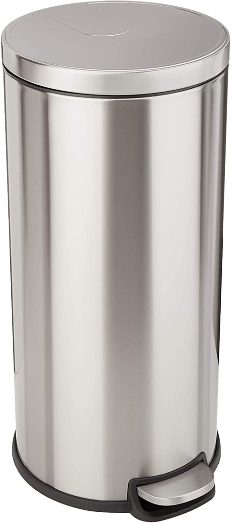 Ganeshi Stainless Steel Plain Pedal Bin With Plastic Bucket And Lid 20