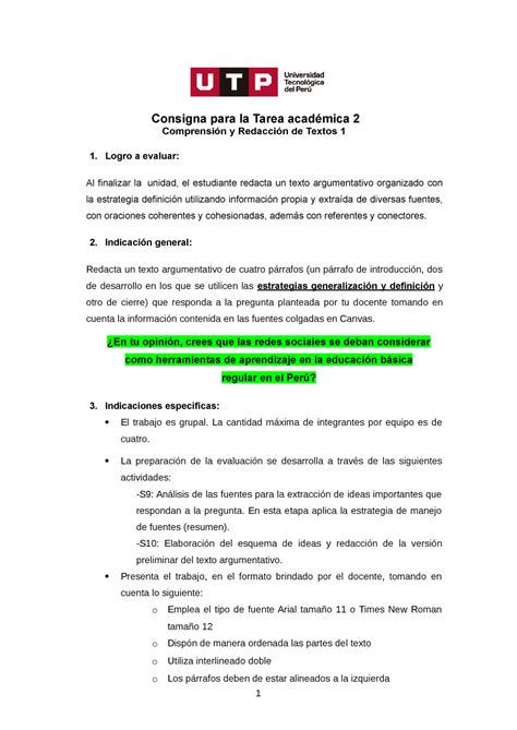 AC S11 Semana 11 Tema 01 Tarea Tarea académica 2 Consigna para la