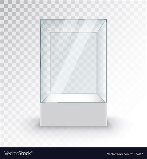 Empty Glass Showcase On Pedestal Museum Glass Box Vector Image