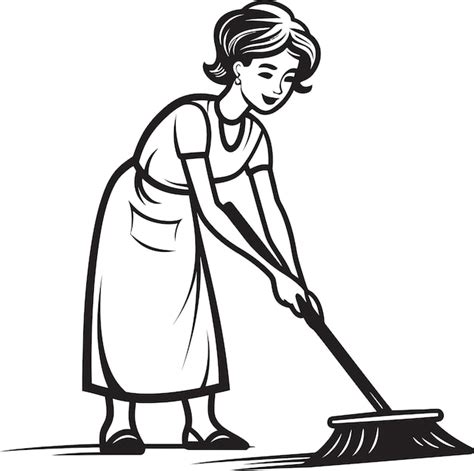 Maid Magic Female Floor Cleaner Vector Logo Design Sparkle Sorceress Woman Mopping Floor Vector