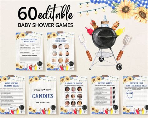 Editable Boy Bbq Baby Shower Game Bundle Backyard Baby Shower Etsy