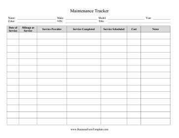 Maintenance Log Template