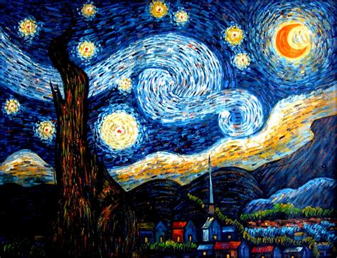 Vincent Van Gogh Starry Night Repro Quality Hand Painted Oil Painting