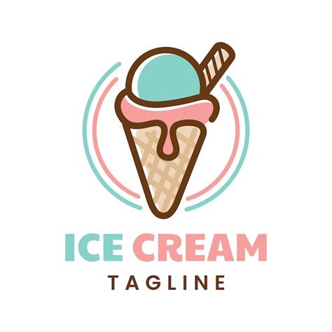 Ice Cream Logo Design Linha Simples Gelato Logo Vetor Premium