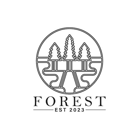 Premium Vector | Forest camp brand logo line art badge ,tshirt print