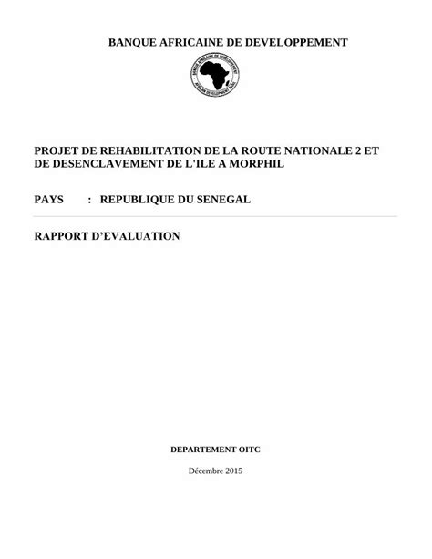 PDF BANQUE AFRICAINE DE DEVELOPPEMENT Tableau Du Portefeuille De