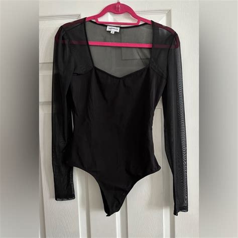 Superdown Tops Superdown Nathalie Mesh Sleeve Bodysuit In Black Poshmark